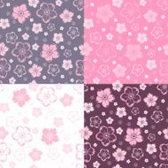 Set of four seamless patterns with flowers Vector illustration N2