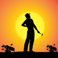 Vector silhouette of a gardener N107