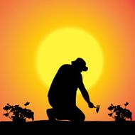 Vector silhouette of a gardener N108