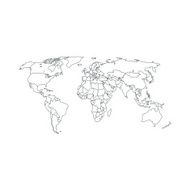 Contour Political map of world with countries Vector illustration N2