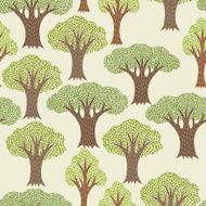 Seamless abstract textile pattern with various trees N3