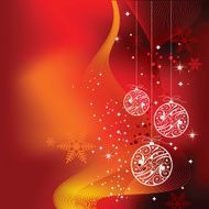 Christmas illustration with shiny glass ball on red background