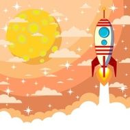 Silhouette of a rocket on the moon background vector illustration N2