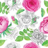 Seamless background with pink roses on white N2