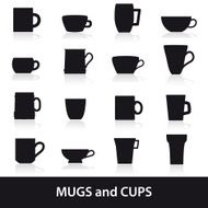 mugs and cups black silhouette icons set eps10 N2