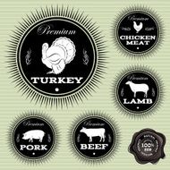 set of emblems with different pets and birds