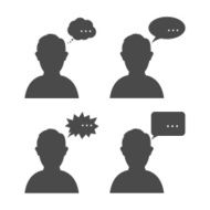 User avatar icon sign symbol with a speech bubble N2