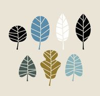 Retro Autumn leaves isolated on beige background