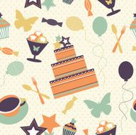 Seamless pattern with decorative wedding elements in retro colors