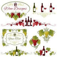 Grapes and Wine Design - Ornaments Set