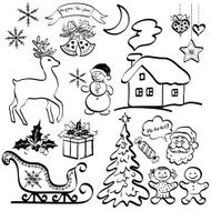 Christmas elements black silhouettes N2