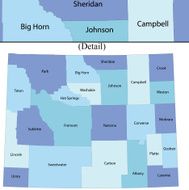 Wyoming state - county map