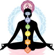 Meditation Meditating Asana Yoga Posture with Om Symbol Mandala N3