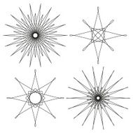 4 isolated black abstract design elements (star sun)