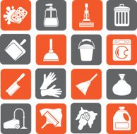 Silhouette Cleaning and hygiene icons N3