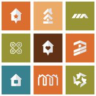 Houses icons set Real estate N4