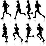 Set of silhouettes Runners on sprint men N18