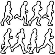 Set of silhouettes Runners on sprint men N19