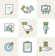 Vector business icons in outline style