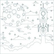 Silhouette of a rocket on the moon background vector illustration N3