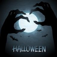 EPS 10 Halloween background with zombies and the moon