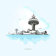 Airport with planes vector illustration