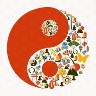 China icons in Yin Yang Symbol