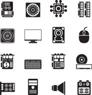 Silhouette Computer performance and equipment icons N2