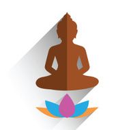 budha sitting on lotus flat design