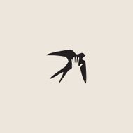 Swallow bird abstract vector logo design template N16