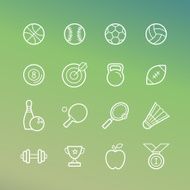 Vector linear sport and fitness icons