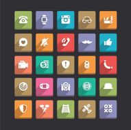 Trendy Vector Icons With Long Shadow Set 17 N2
