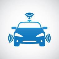 Smart car system with wireless connectivity symbol Connected Car Front view N2