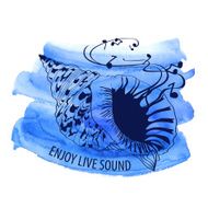 Watercolor musical illustration with seashell