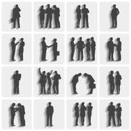 Silhouettes Of Active Business People With Shadow Vector N3