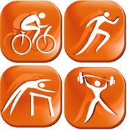 Four orange sport icons N2
