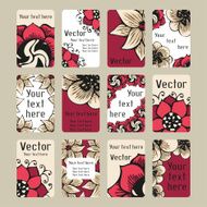Business cards with doodling flowers in tattoo style N2