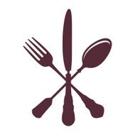Crossed Spoon with Fork and knife isolated on white Background