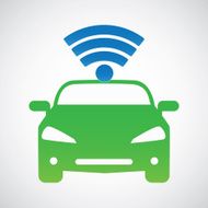 Smart car system with wireless connectivity symbol Connected Car Front view N3