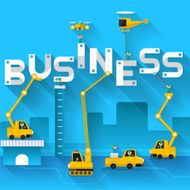 Business text illustration in construction