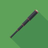 Retro spyglass flat square icon with long shadows
