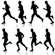 Set of silhouettes Runners on sprint men N20