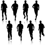 Set of silhouettes Runners on sprint men N21