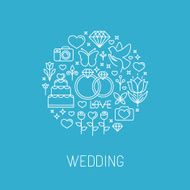 Vector wedding emblem in outline style