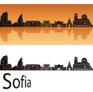 Sofia skyline in orange background