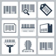 Bar code related vector icons set N2