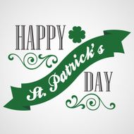 Happy Saint Patrick&#039;s Day Card Typographic With Ornaments Ribbon N6
