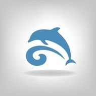 Emblem of a dolphin over the sea N9