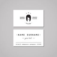 Barbershop business card design concept logo with woman