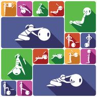 Fitness ball icons set flat